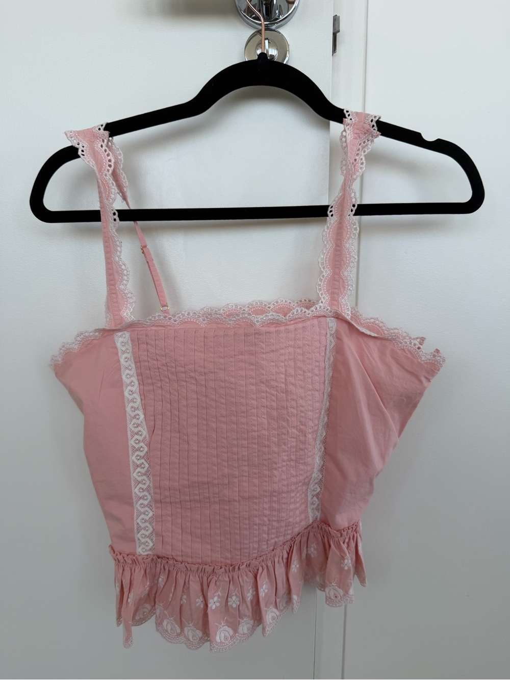 LoveShackFancy Blush Pink Eyelet-Trim Blouse